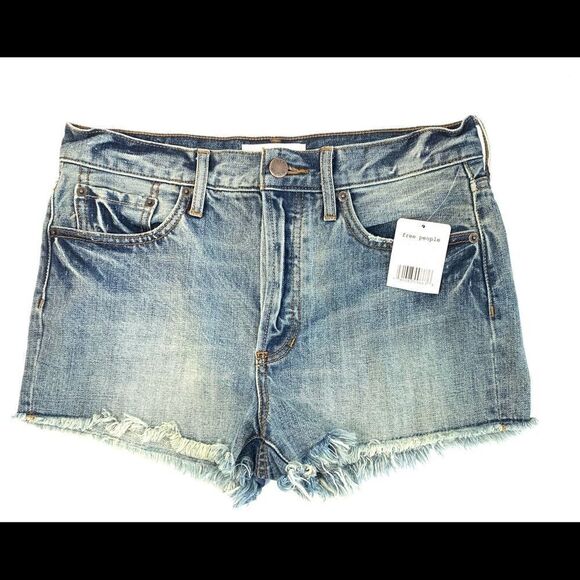 Free People Cut Off High Rise Frayed Camp Shorts - Picture 5 of 11